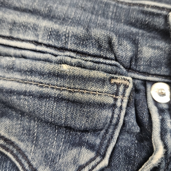 AGOLDE High Rise Raw Hem Crop Skinny Denim Jean Size 24 Dark Wash A018-2022 - Picture 3 of 16